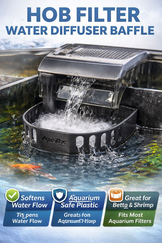 Universal Aquarium Filter Baffle – HOB Hang On Back Water Flow Diffuser – Betta Fish & Shrimp Safe – Fits Most Aquarium Filters