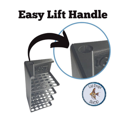 Durable custom media rack for Fluval Flex tanks, designed to organize mechanical, biological, and chemical filtration