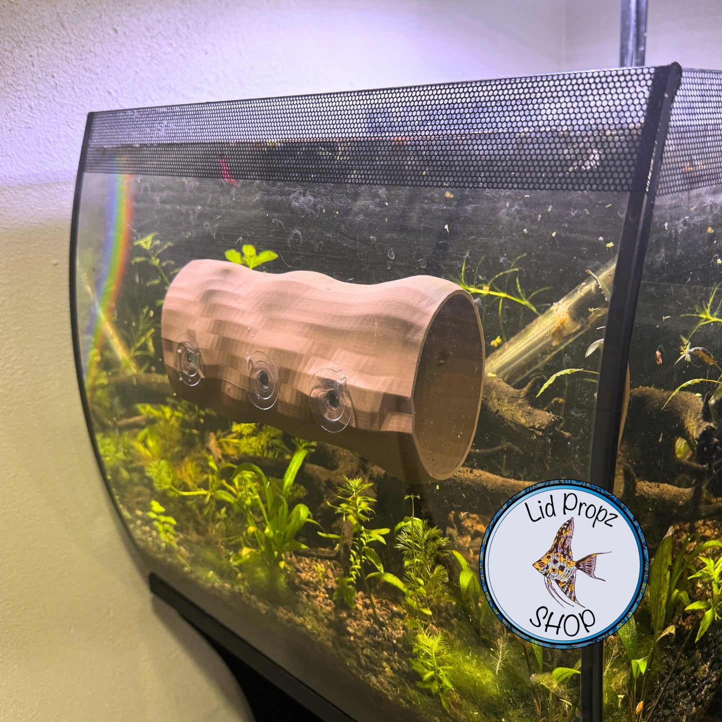 LARGE FISH TUBE. Relaxation Log Tube For All Fish, Three Suction Tubes 8 Inches Long