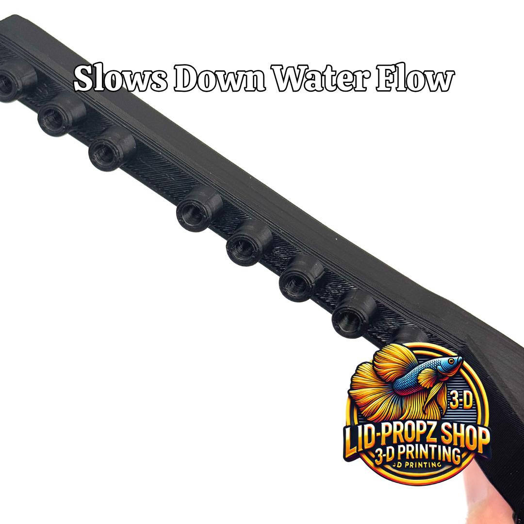 Fluval Flex, BEST Upgrade Kit, Spray Bar, Aquarium Hood Props, Shrimp Intake Covers, and Sliding Feed Hole Cover. Back Or White